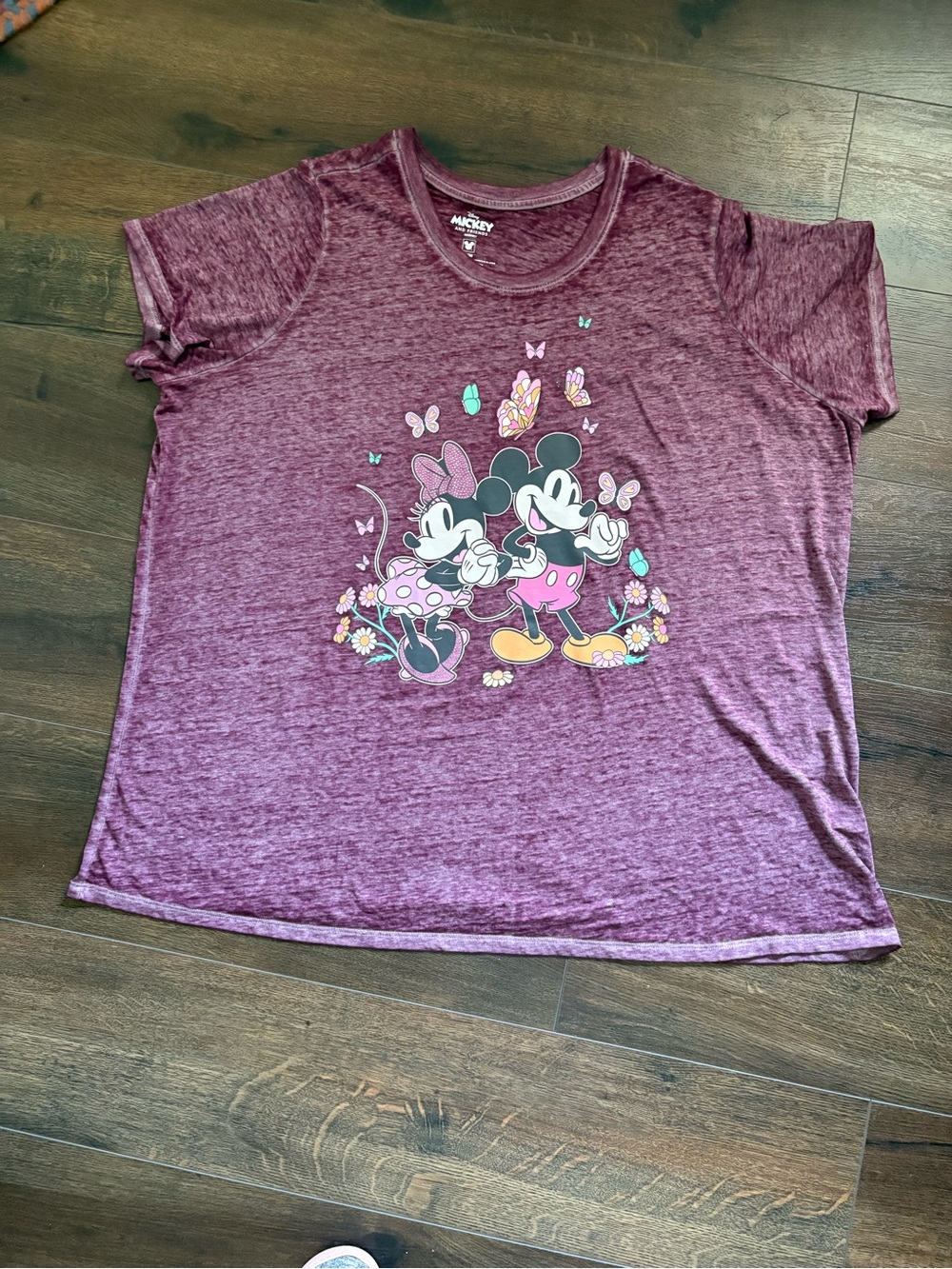 EUC Lane Bryant Disney Mickey & Minnie Graphic Tee - Washed out-Wine
